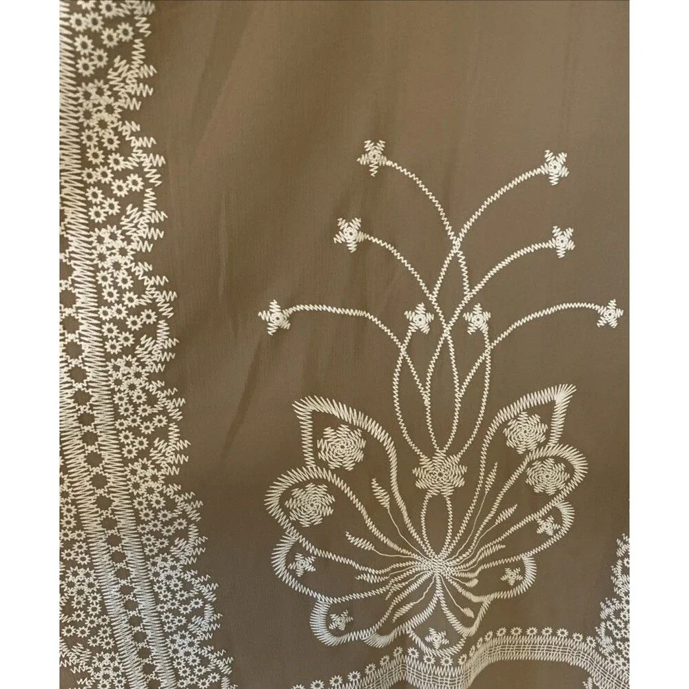 Rachel Women’s Oversized Embroidered Shawl Wrap – Taupe White Lace – NWT